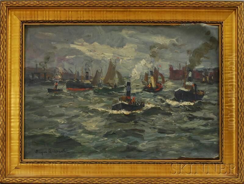 Harbor View Oil Painting by Eugene Dekkert