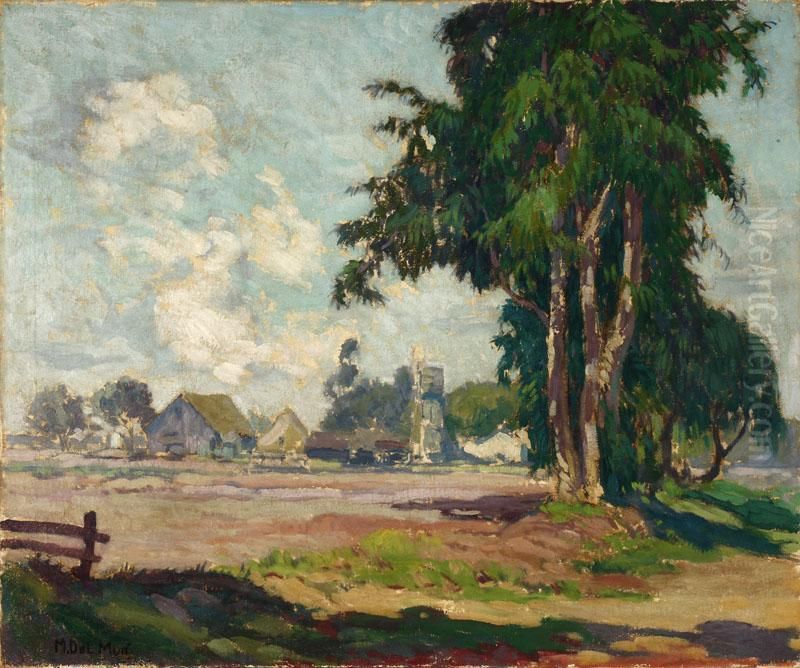 California Farm Scene Oil Painting by Maurice Auguste Del Mue