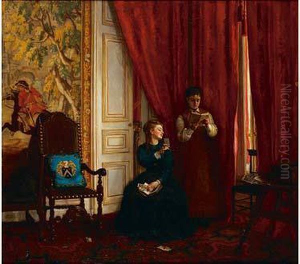 Scene D'interieur Oil Painting by Eugene Delfosse