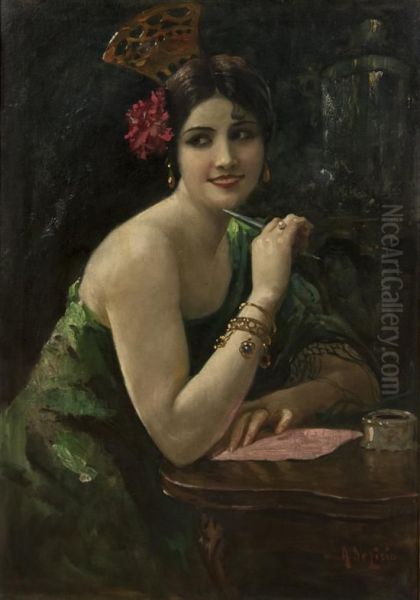 Portrait Of A Lady Oil Painting by Arnaldo Delisio