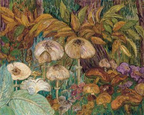 Champignons Oil Painting by Leon Detroy