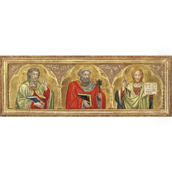 Cristo Benedicente E I Santi Pietro E Giovanni Evangelista Oil Painting by Turino Di Vanni