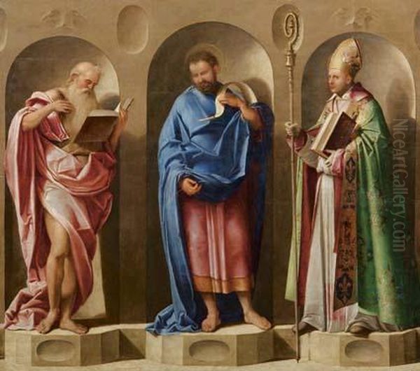 San Marco Tra I Santi Girolamo E Lodovico Da Tolosa Oil Painting by Benedetto Diana