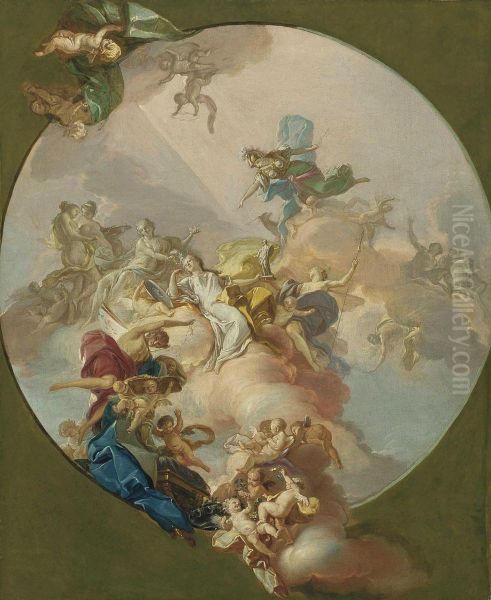An Allegory Of Peace, A Preparatory Study For A Ceiling Oil Painting by Giacinto Diano