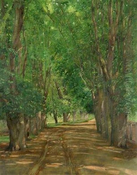 An Alley Oil Painting by Xaver Frantisek Diblik