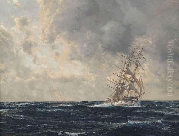 Three Master Atsea. Oil Painting by Michael Zeno Diemer