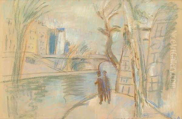 Parizs, Szajna Part Oil Painting by Rudolf Diener-Denes