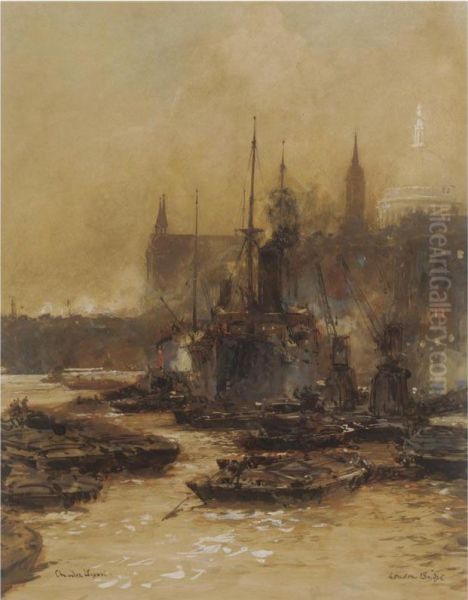 London Bridge Oil Painting by Charles Dixon