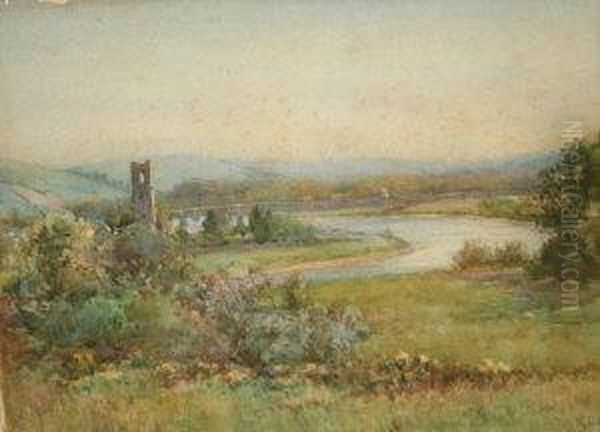 Inniscarra Abbey - On The River Lee, Co. Cork Oil Painting by Lady Kate Dobbin