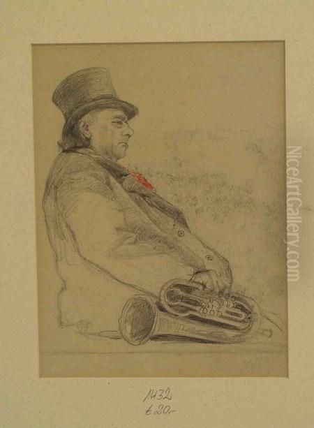 Sitzender Trompeter Oil Painting by Fritz Douzette