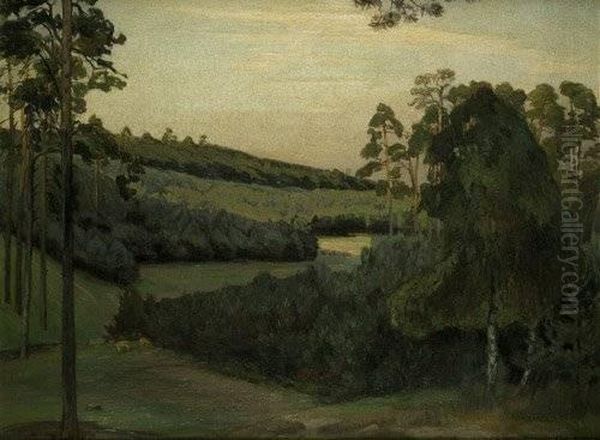 Grunewaldlandschaft Im Abendlicht Oil Painting by Fritz Douzette