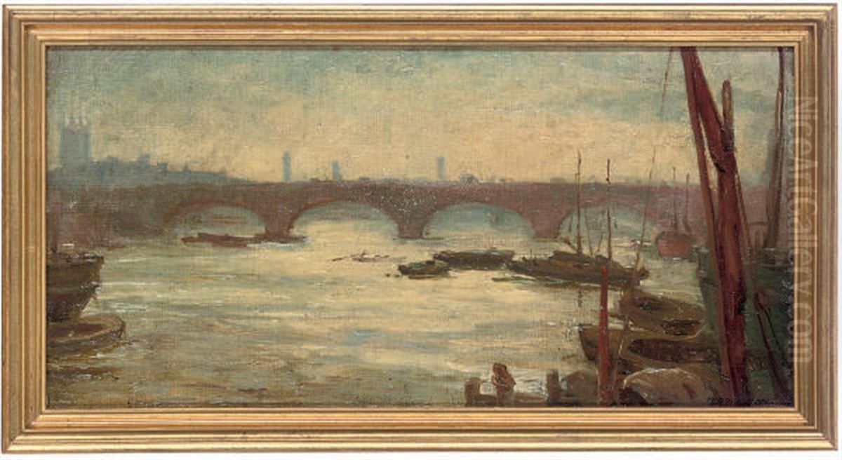 Boats Moored By The Docks Oil Painting by Margaret Dovaston