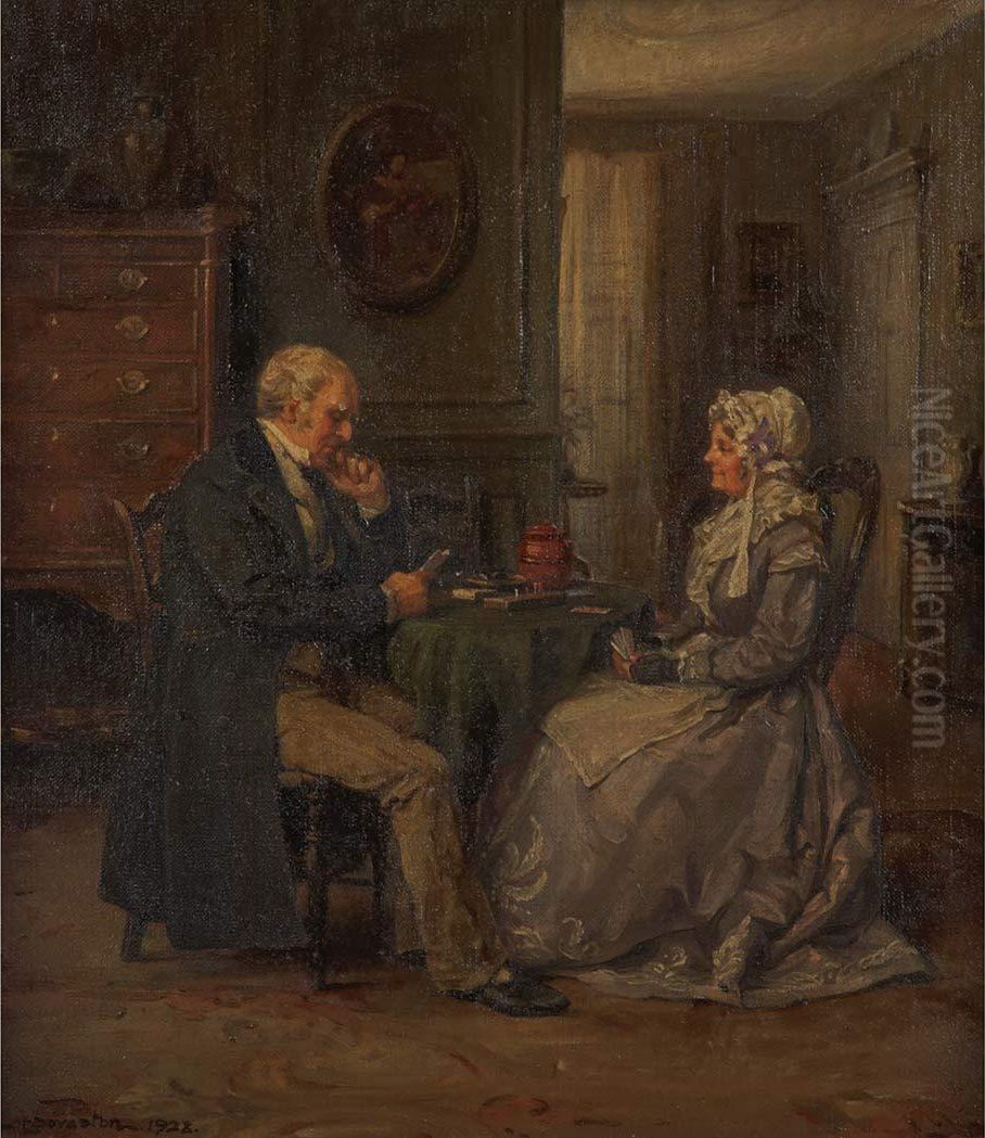 An Evening Of Cards Oil Painting by Margaret Dovaston