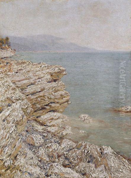 Cliffs Oil Painting by Nikolai Nikanorovich Dubovsky