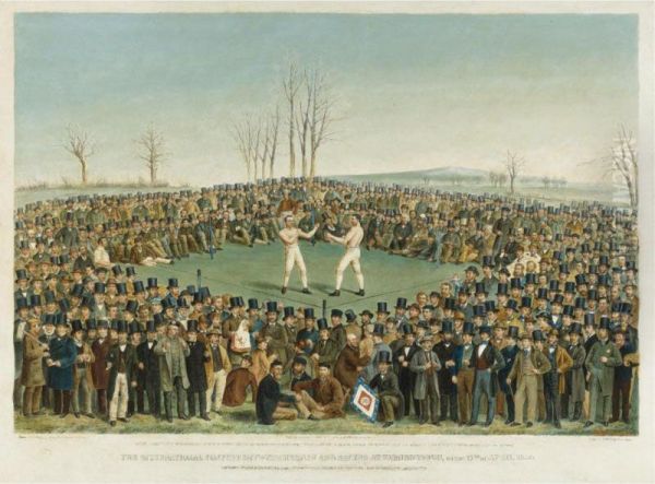 The International Contest Between Heenan And Sayers At Farnborough Oil Painting by Victor Dubreuil