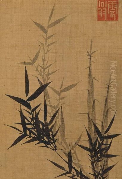 Bamboo Oil Painting by Yu Duck Jang