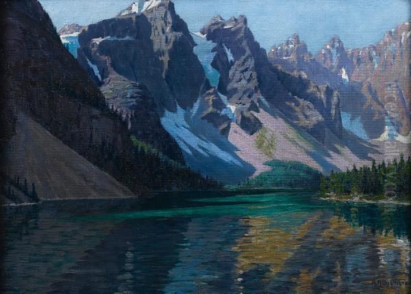 Lake Moraine Oil Painting by Arthur Radclyffe Dugmore