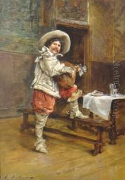 Jeune Homme A La Harpe Oil Painting by Hippolyte Francois Duluard