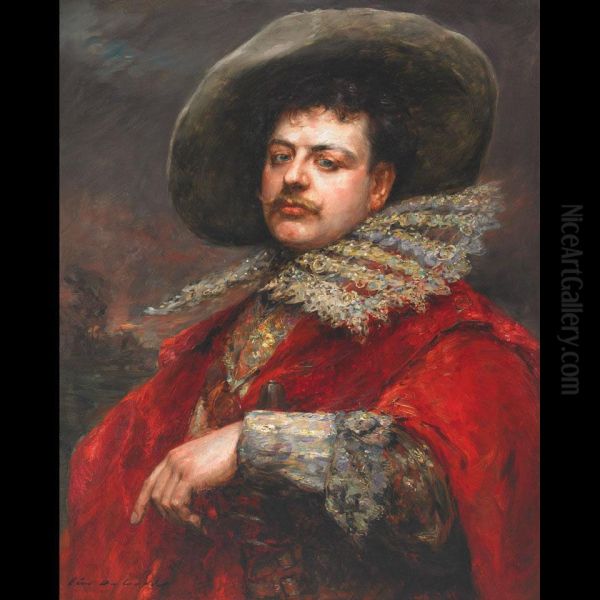 Portrait Of A Cavalier Oil Painting by Hippolyte Francois Duluard