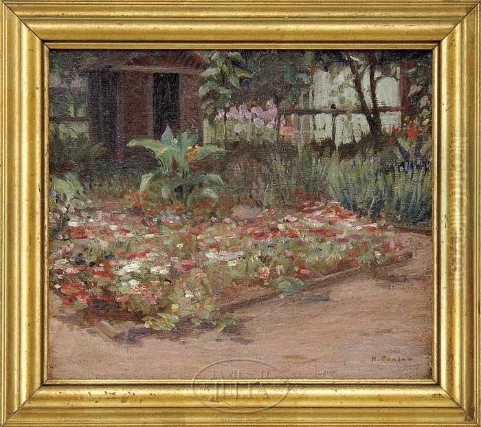 Flower Garden Oil Painting by Helena Adele Dunlap