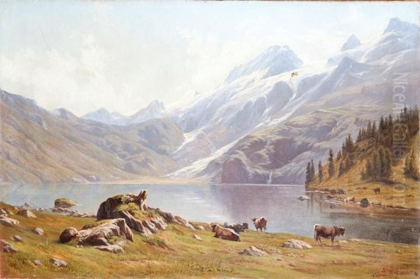 Lac Demontagne Oil Painting by Simon Durand