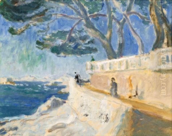 La Corniche De Marseille, Pres Du Petit Nice Oil Painting by Eugene Antoine Durenne