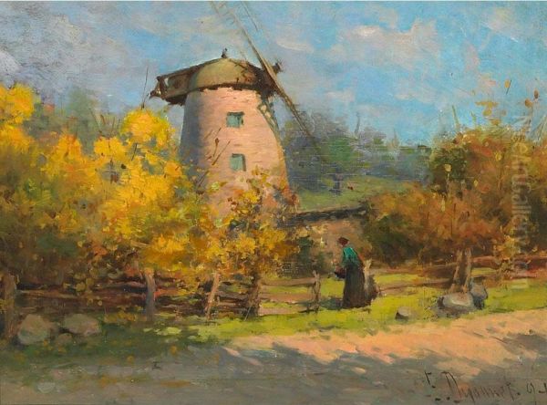 On The Country Road Oil Painting by Edmond Dyonnet