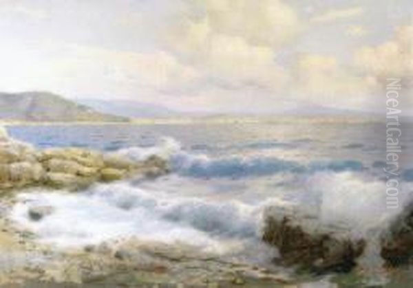 Veduta Di Trieste Dal Castello Di Miramare Oil Painting by Alexander Dzigursky