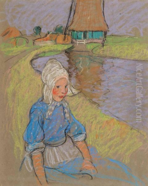 Untitled - Brittany Girl Oil Painting by Mary Alexandra Bell Eastlake