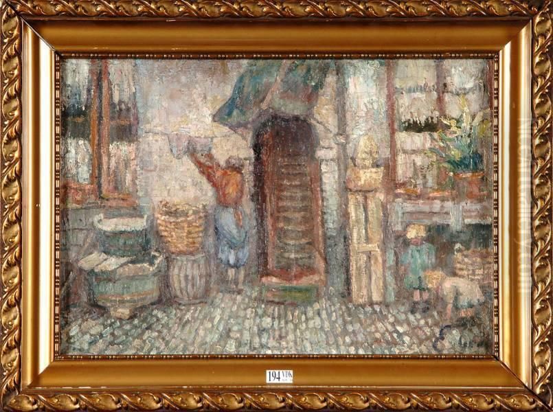Cour Animee Oil Painting by Hermann Ebers