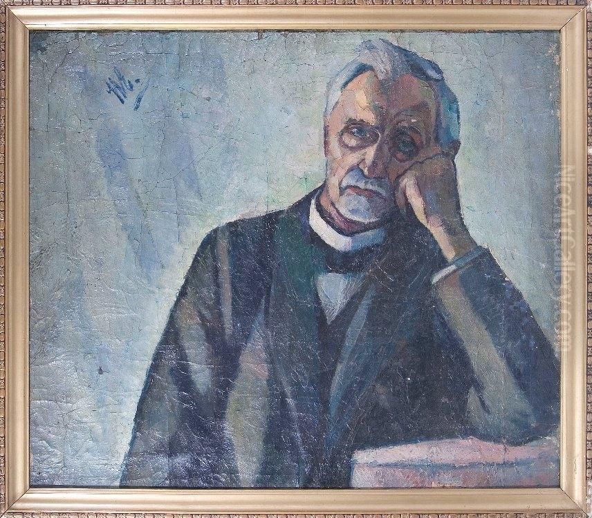 Portrat Eines Nachdenklich Schauenden Alteren Herrn. Oil Painting by Hans Eder