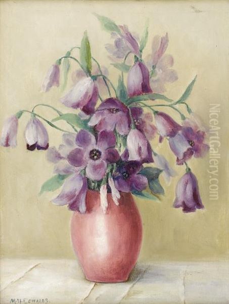 Still Life - Purple Campanula Oil Painting by Mary Edwards