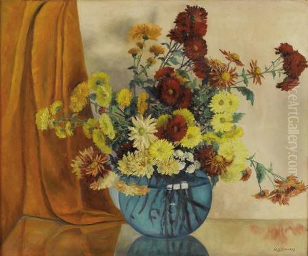 Chrysanthemums Oil Painting by Mary Edwards