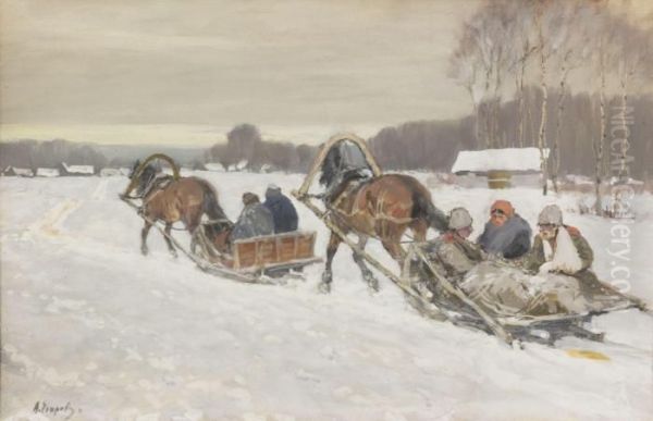 Returning Home Oil Painting by Andrei Afanas'Evich Egorov