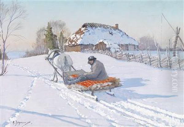 Returning Home With The Sledge Oil Painting by Andrei Afanas'Evich Egorov