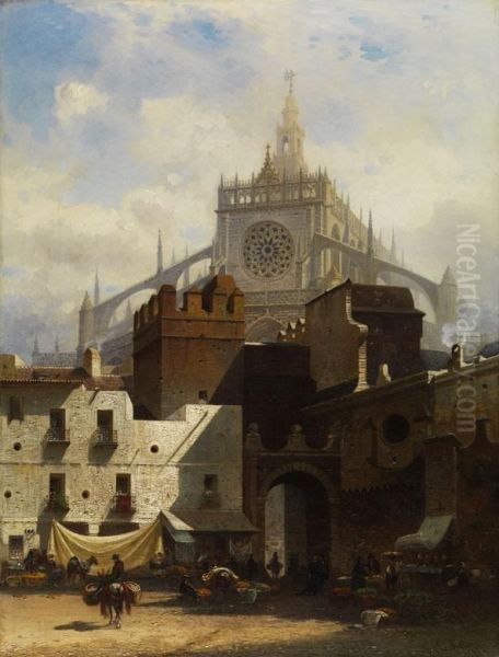Ansicht Von Sevilla Oil Painting by Friedrich Eibner