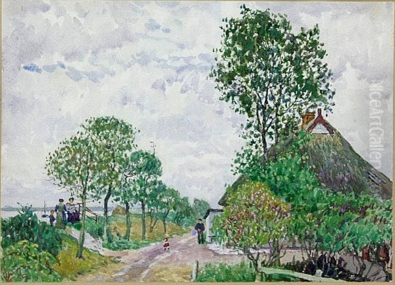 Am Finkenwerder Elbdeich Oil Painting by Ernst Wilhelm H. Eitner