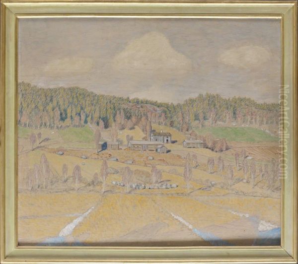 Varlandskap Fran Langjohanstorp Oil Painting by Alfred Ekstam