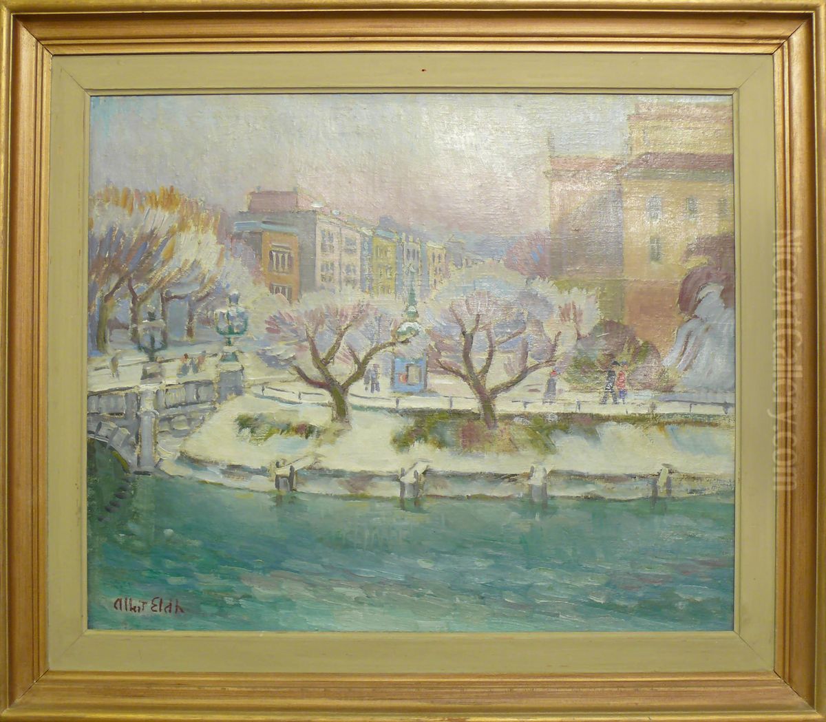 Vinterstad Oil Painting by Albert Eldh
