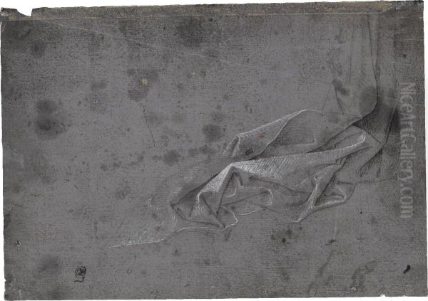 Recto: Drapery Study Oil Painting by Cornelius Engelbrechtsz