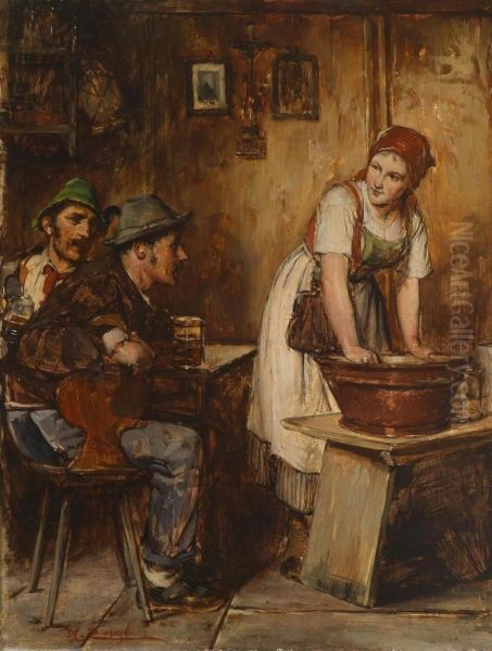 In The Parlour Oil Painting by Hugo Engl
