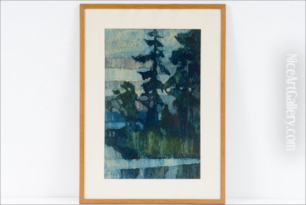 Kuusi -gran. Oil Painting by Jon Oscar Esti