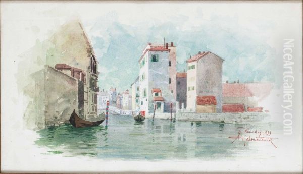 Kanal I Venedig Oil Painting by Hjalmar Falk