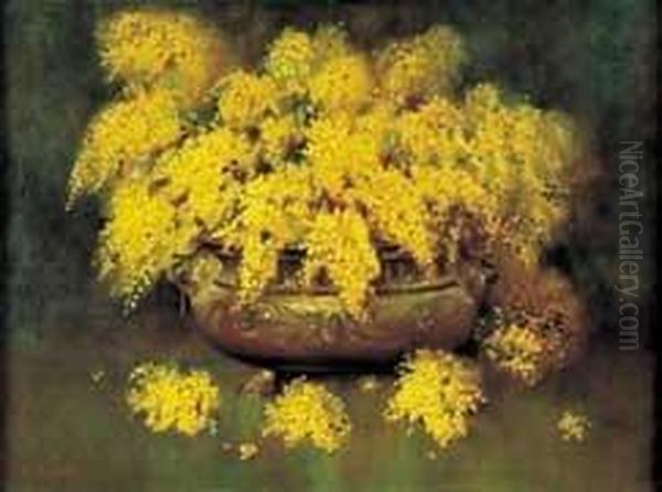 Grande Natura Morta Con Mimose Oil Painting by Eugenio Farello