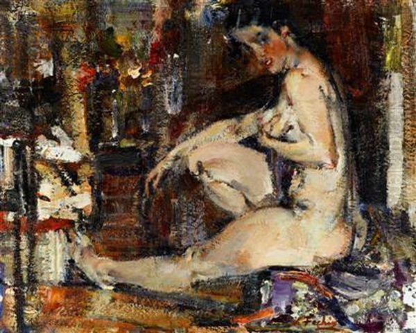 Seated Female Nude Oil Painting by Nicolai Ivanovich Fechin