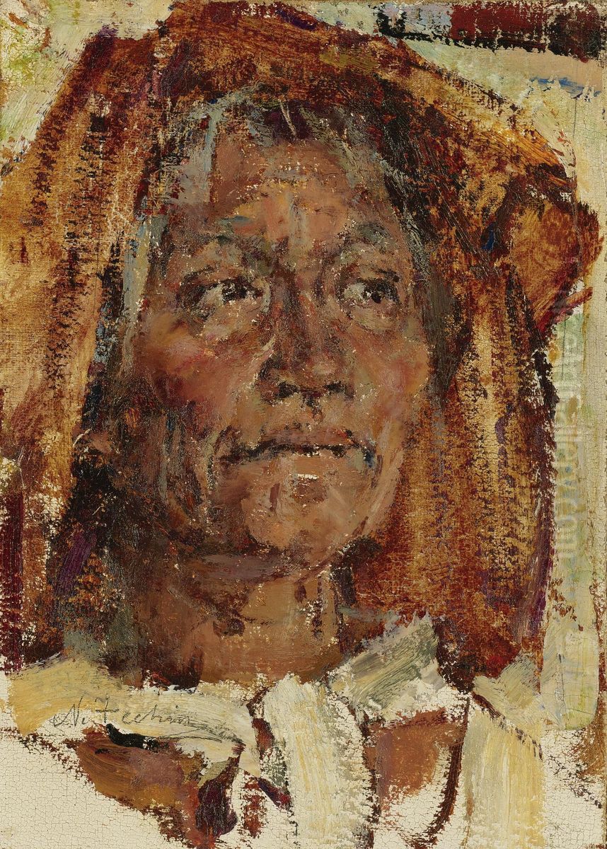 The Golden Kerchief Oil Painting by Nicolai Ivanovich Fechin