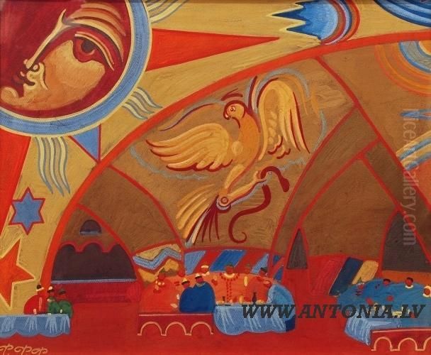 Merchants Feast Oil Painting by Fjodor Fedorovsky