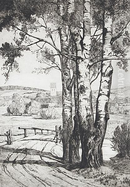 Baumbestandener Feldweg Oil Painting by Anna Feldhusen