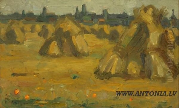 Outskirt Of Paris Oil Painting by Frederic Fiebig