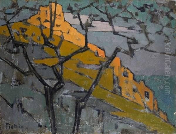 Paysage A Capri Oil Painting by Frederic Fiebig